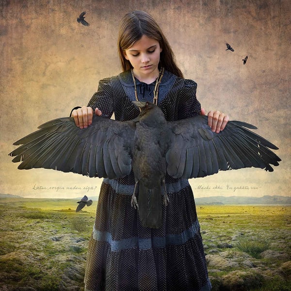 Girl holding raven Iceland photography Tom Chambers buy here Gilman gallery Sun Valley Contemporary art