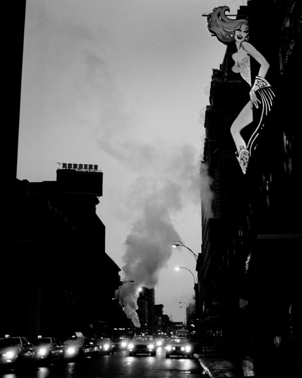 black and white photo gritty city