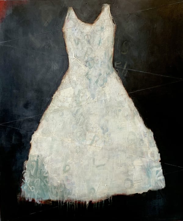 Laura Schiff Bean white dress painting
