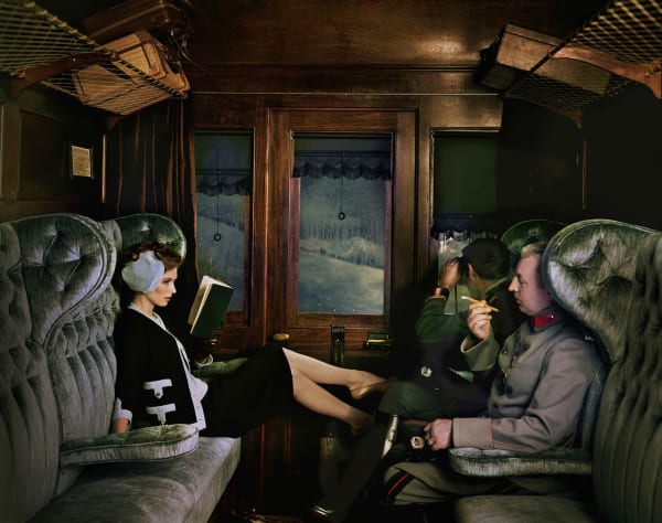 Melvin Sokolsky photography couple in train buy here Gilman Contemporary Sun Valley art gallery