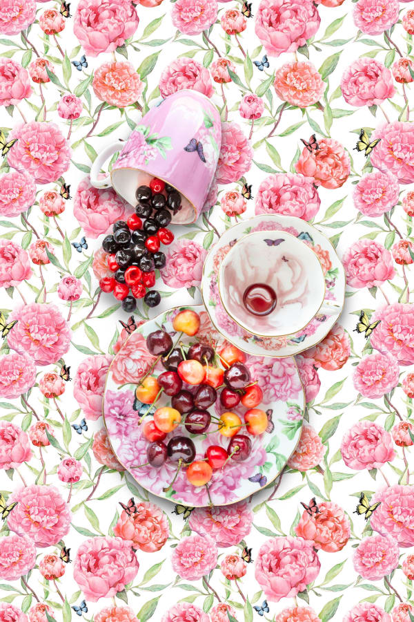 cherries on cherry pattern dishes rjp terlizzi