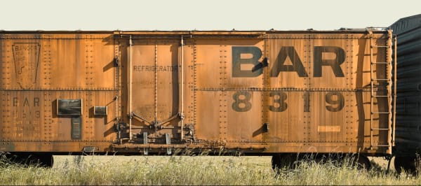 Jim Westphalen horizontal photograph brown boxcar available at Gilman Contemporary