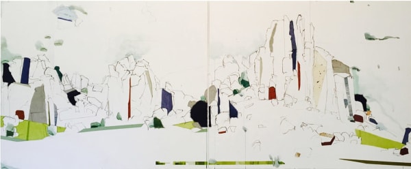 City of Rocks Jill Lear Acrylic, Watercolor , Charcoal on Paper abstract painting of rocky landscape