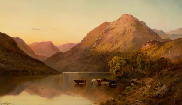 Alfred de Breanski Snr., Sunset over a Highland Loch, Benmore