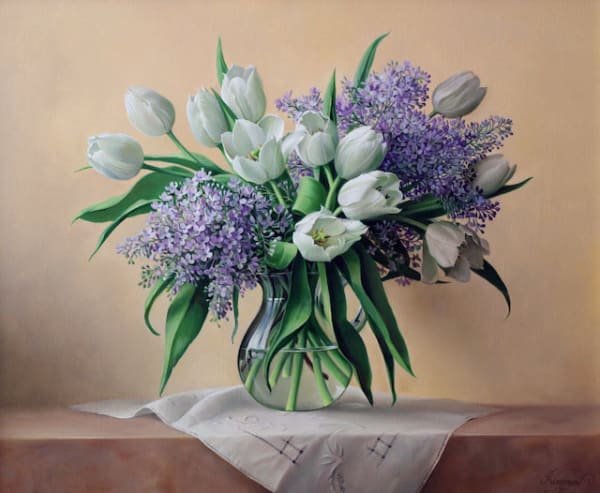 Pieter Wagemans, Blue Lilac and Tulips