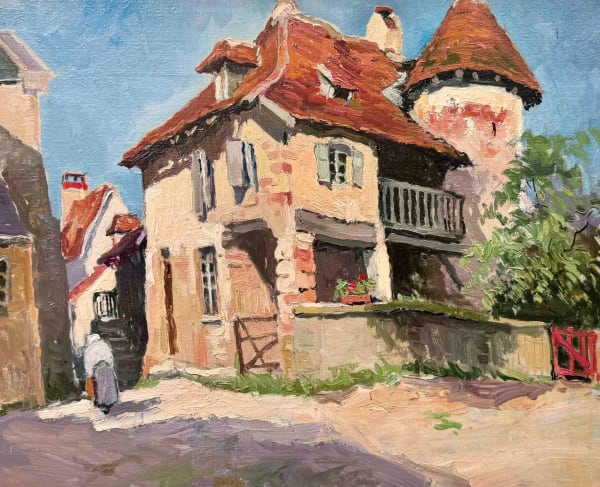 Maurice Martin, Femme Marchand dans une Ruelle de Village