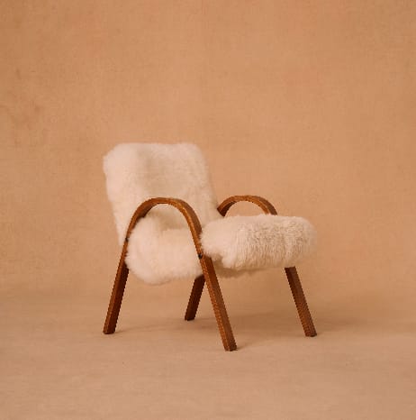 Sheepskin Bow Wood Chair