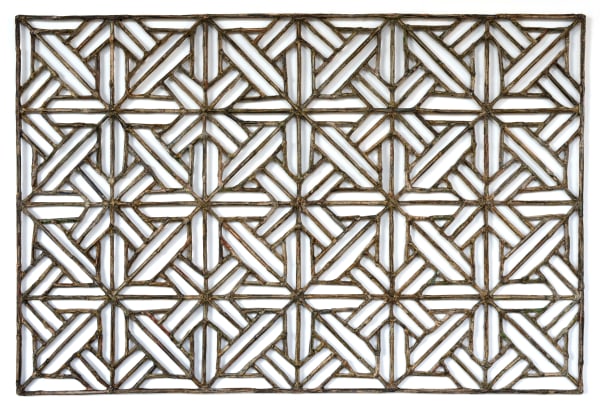 Window #22, 2019 Financial Times newspaper, bamboo and adhesive 107.5 x 160.5 cm