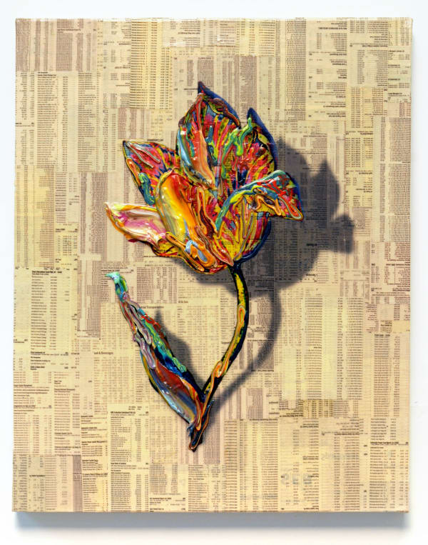 Tulipmania #2, 2012 Financial newspaper, archival inkjet and acrylic on canvas