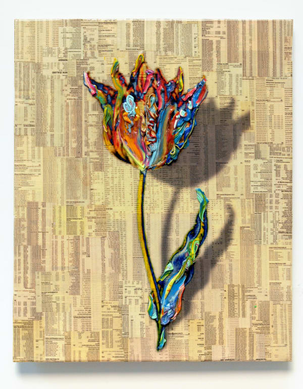Tulipmania #5, 2012 Financial newspaper, archival inkjet and acrylic on canvas