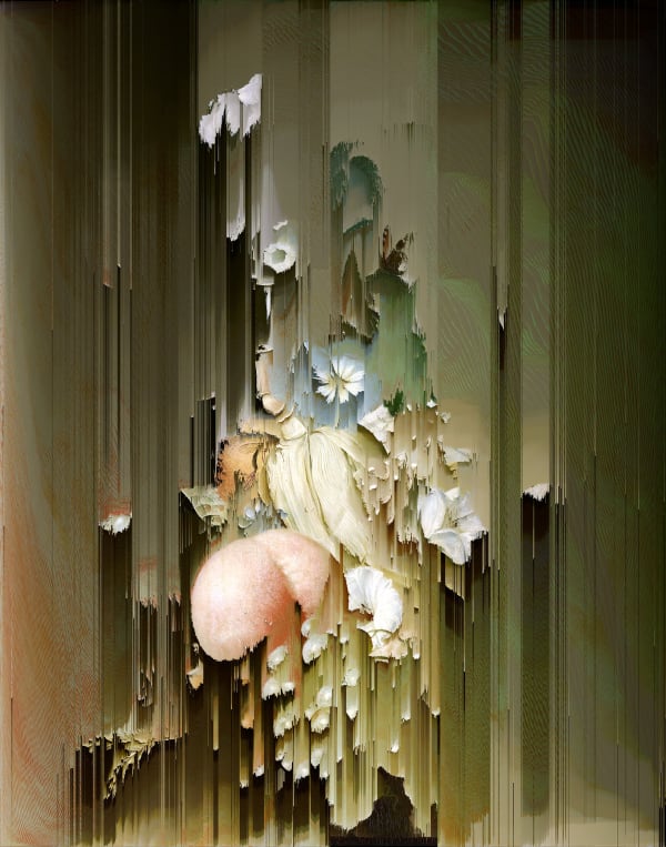 New Order Still Life with Flowers and Fruit (after Jan Evert Morel I, 1800-1808), 2021 Glicée on canvas 70 x 55 cm 27 1/2 x 21 1/2 in