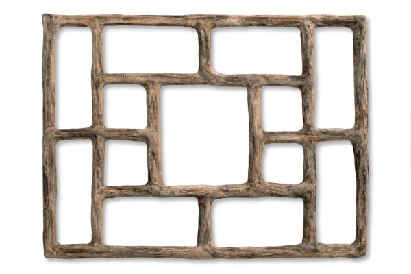 Wang Wei‘s "A View from My Window" (窗前一瞥), 2023 Financial Times newspaper, bamboo and adhesive 43 x 58 cm 17 x 23 in