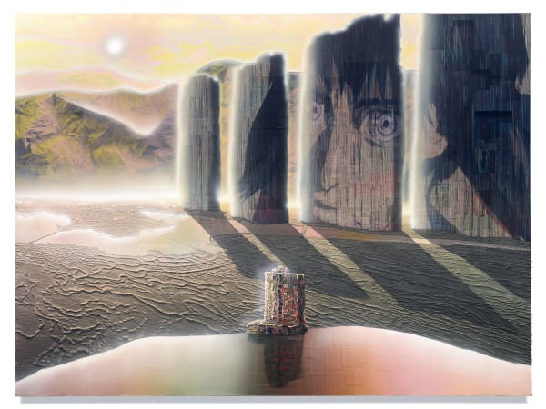 Vanishing Point, 2018 Financial newspaper, archival inkjet and acrylic on canvas 150 x 200 cm 59 1/2 x 78 1/2 in