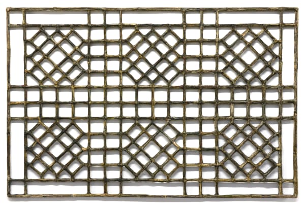 Window #38, 2019 Financial Times newspaper, bamboo and adhesive 97 x 147 cm