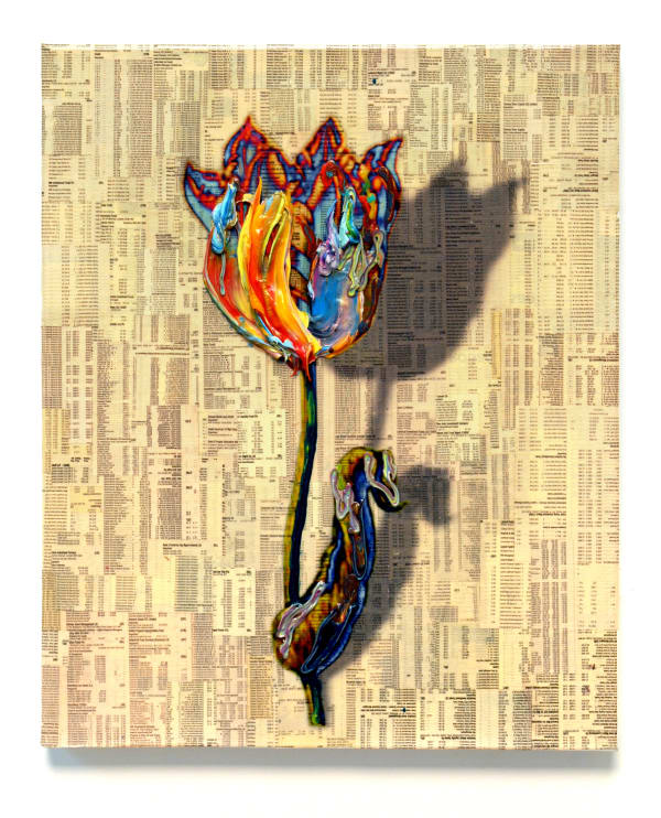 Tulipmania #7, 2012 Financial newspaper, archival inkjet and acrylic on canvas