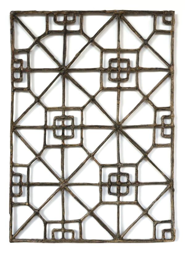 Window #25, 2019 Financial Times newspaper, bamboo and adhesive 80 x 57.5 x 2 cm 31 1/2 x 22 1/2 x 1 in