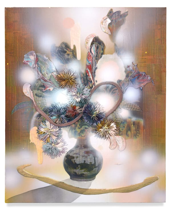 Talkers (Study), 2018 Financial newspaper, archival inkjet, sand and acrylic on canvas 100 x 80 x 5 cm