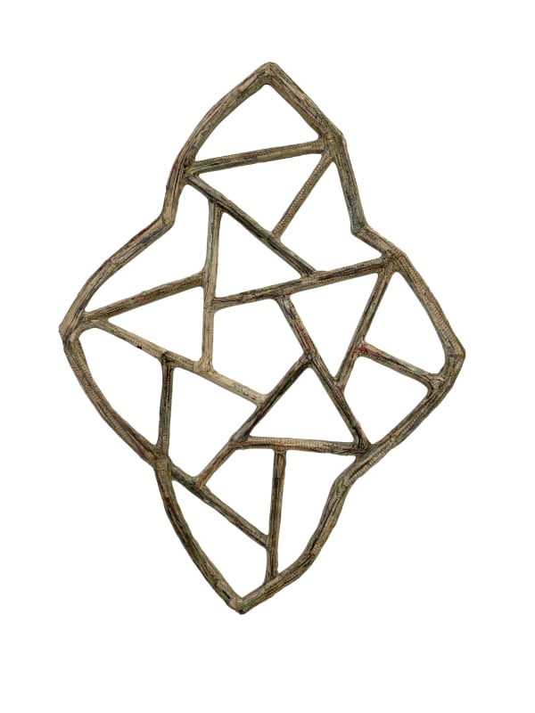 Window P #64, 2020 Financial Times newspaper, bamboo and adhesive 53.5 x 73 x 2 cm 21 1/2 x 28 1/2 x 1 in