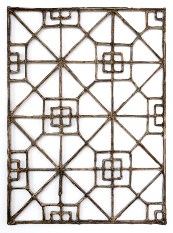 Szechwan 1850 《四川 1850》 , 2018 Financial newspaper, acrylic gel and bamboo 80 x 58 cm 31 1/2 x 23 in