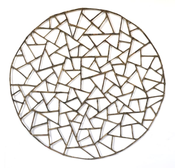 Window #17, 2019 Financial Times newspaper, bamboo and adhesive 125 cm