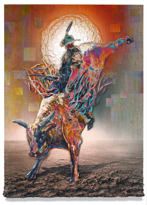 When the Stars Bleed, 2016 Financial newspaper, archival inkjet, sand and acrylic on canvas 200 x 150 x 5 cm 78 1/2 x 59 1/2 x 2 in