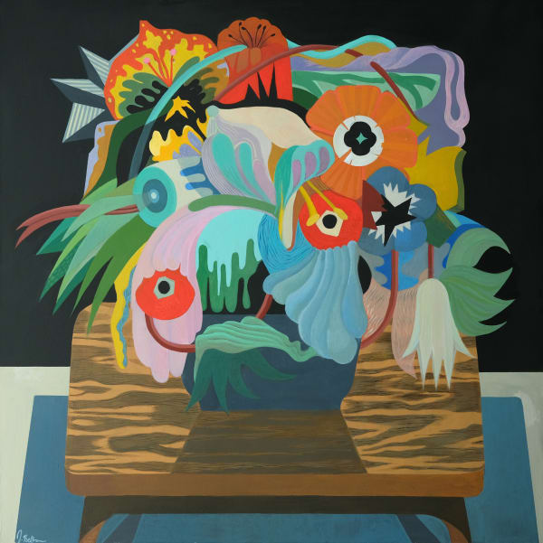 Flowers on G-plan table Jenny Belton