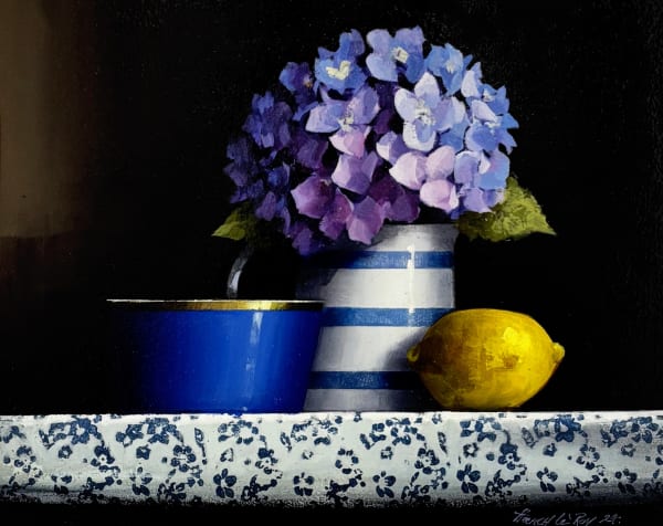 Lemon Blue with Hydrangea David French Le-Roy