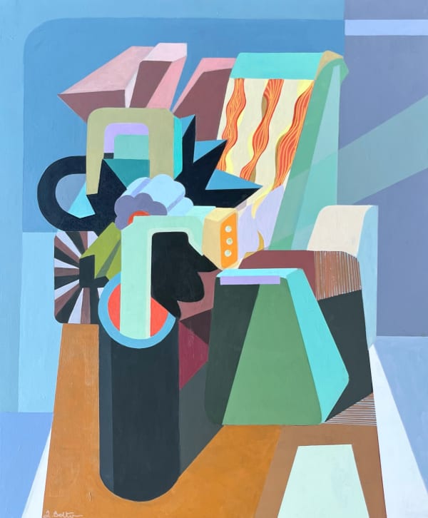 Jenny Belton - Still Life with Flowers, Lamp and Chair