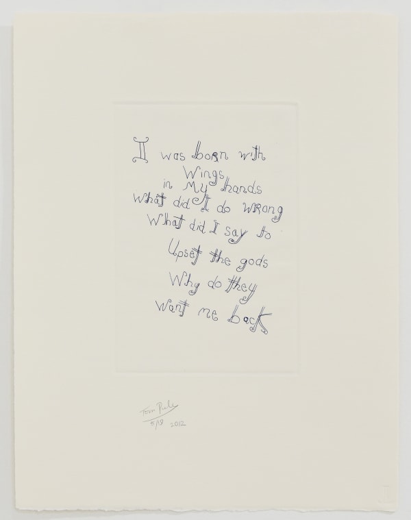 John Pule, Untitled (I was born with wings in my hands), 2012