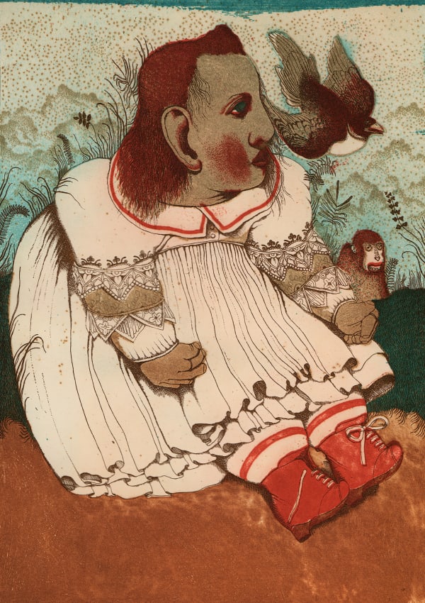 John Byrne, Girl with Monkey, 1972