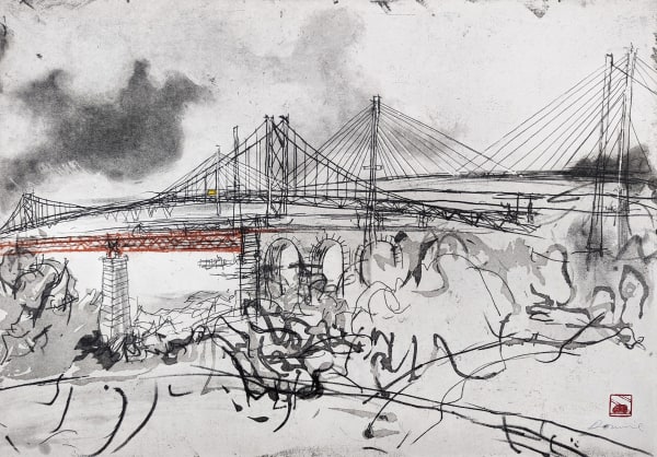 Kate Downie - Study for Three Bridge Evening, 2022
