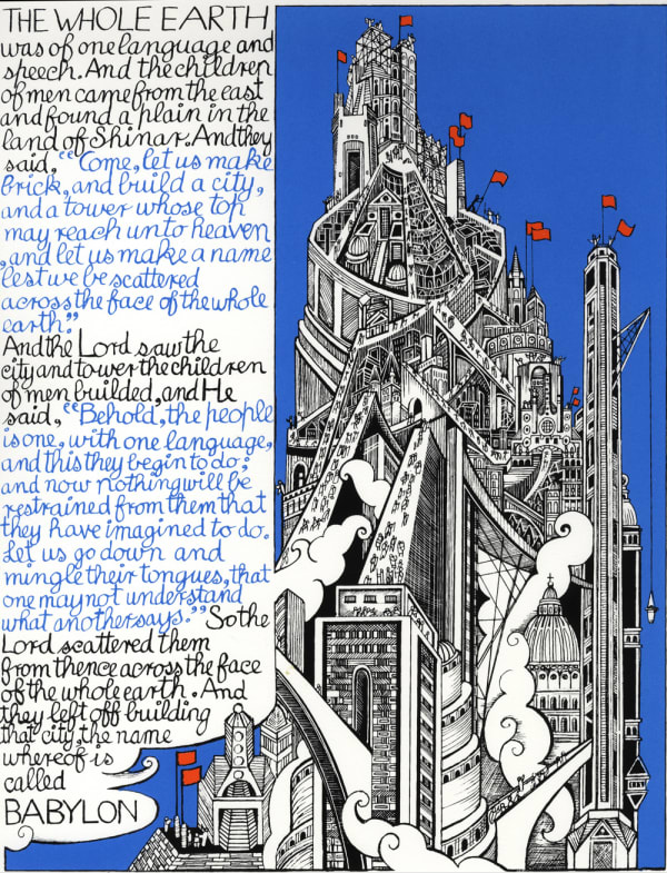 Alasdair Gray, The Tower of Babel, 2017
