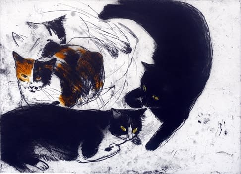 Elizabeth Blackadder, Three Cats, 1992