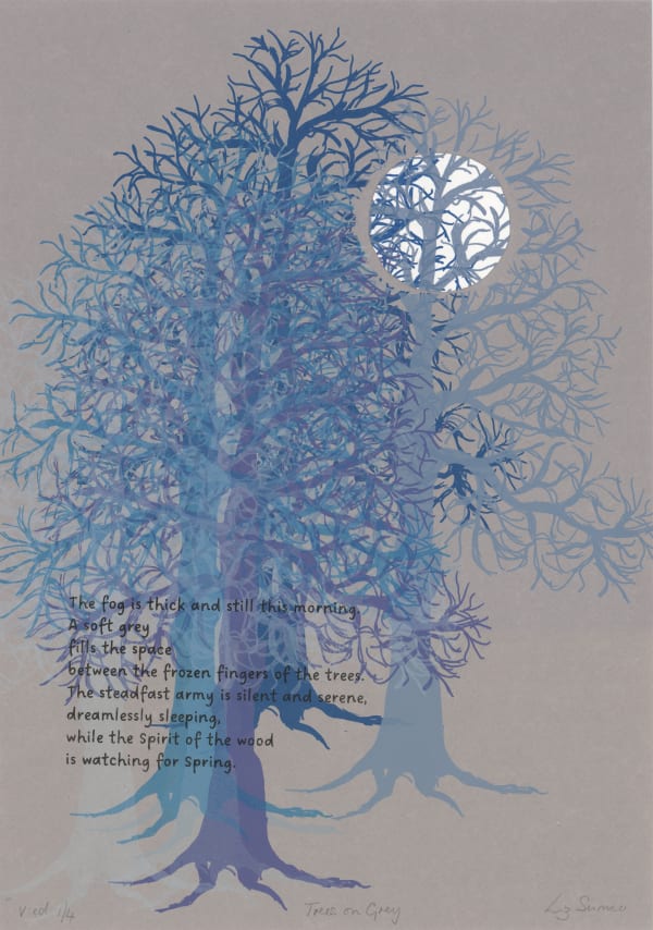 Liz Sumner, Trees on Grey, 2024
