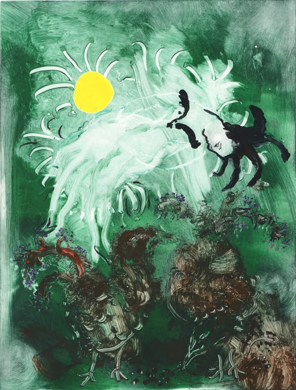 Marguerite Carnec, Woman Floating Above Hens, 2024