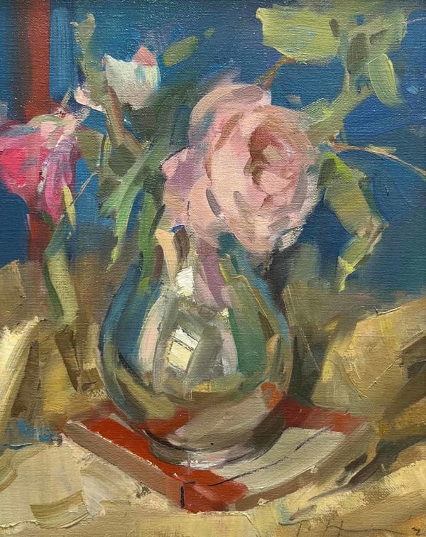 Tom Hoar, Roses in Silver Jug