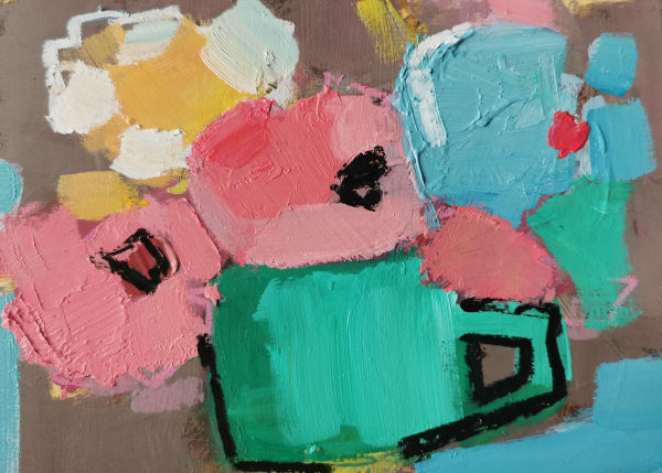 Mary McDonald, Good Morning, Green cup with Dahlias