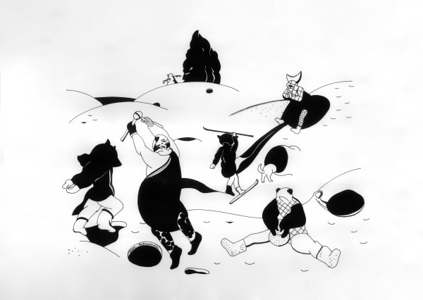 Liza Artamonova WINTER SERIES. LANDSCAPE WITH SLIDE AND CROSS-COUNTRY SKIING • ЗИМНЯЯ СЕРИЯ. ПЕЙЗАЖ С ГОРКОЙ И БЕГОВОЙ ЛЫЖЕЙ, 2021 - 2022 200 g/m2 paper, gel pen Бумага 200 г/м2, гелевая ручка 29,7 x 42 cm 11 3/8 x 16 1/2 in