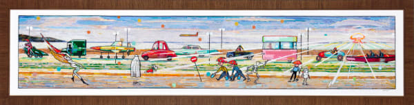 Vladimir Grig CUBA 1962, 2023 Холст, акрил, мозаика 59 x 229 см Series: A little bit about mushrooms • Немного о грибах