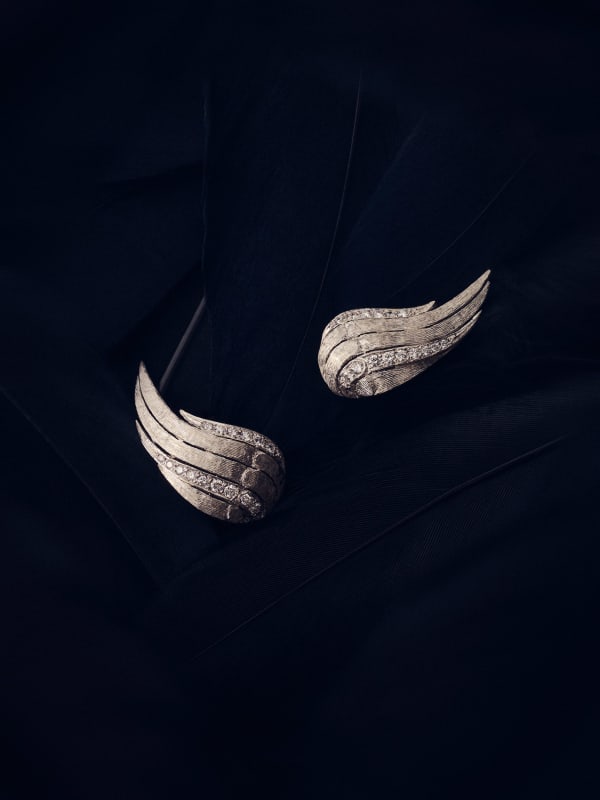 "Dürer Wings" Earrings - Diamonds and Platinum, 2025