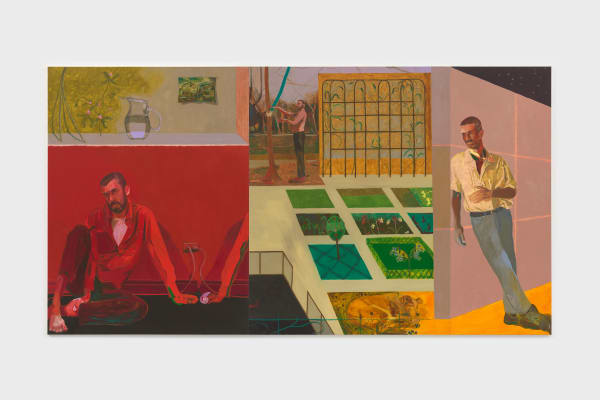 Anthony Cudahy Against Gardening!, 2023-2024 Oil on linen, triptych 243.8 x 457.2 cm | 96 x 180 in