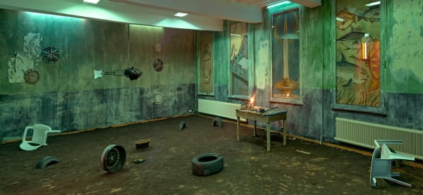 Arturo Kameya There were no noises outside. There was no shadow on the wall, 2024 Commissioned by Marres, Maastricht (NL) Mixed media Variable dimensions