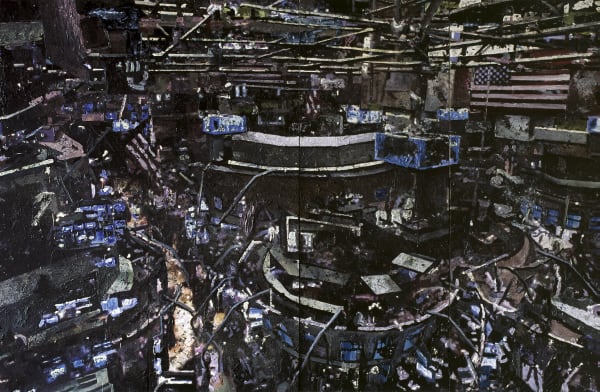 A mixed media image of an abstract space.