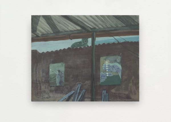 Arturo Kameya Beware of early risers, 2024 Acrylic and clay powder on wood 27.5 x 34 cm | 10 7/8 x 13 3/8 in