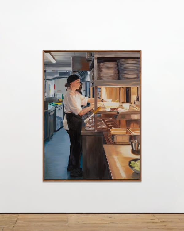Caroline Walker The Boathouse Kitchen, 2025 Oil on linen, framed 183.8 x 138.8 cm | 72 3/8 x 54 5/8 in