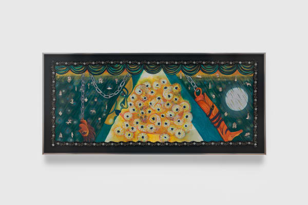 Miguel Martinez Nocturne, 2023 Mixed media on unstretched canvas, framed 45.1 x 98.7 cm | 17 3/4 x 38 7/8 in