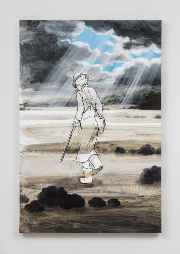 Charles Avery, Untitled (Hunter Going Away From: Signifying Left: Blue Sky and Dark Clouds), 2022