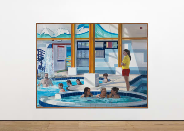 Caroline Walker Cascades Pool Session, 2025 Oil on linen, framed 204.4 x 269.4 cm | 80 1/2 x 106 in