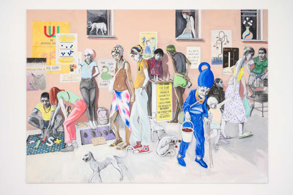 Charles Avery, Untitled (Street Scene with Seer in Full Blue), 2023