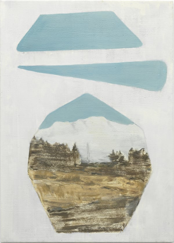 Oil on Canvas of a scene cut out from shapes on the canvas